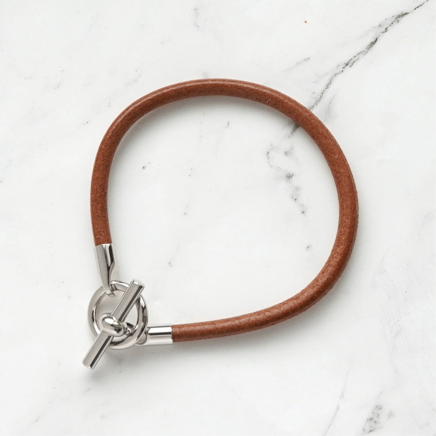 エルメス グレナン レザー ブレスレット ブラウン / シルバー - メルカリ