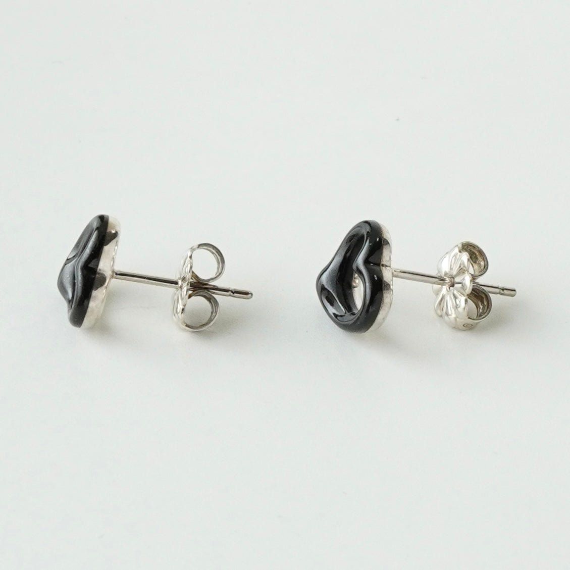 ティファニー オニキス オープンハート シルバー925 ピアス ブラック