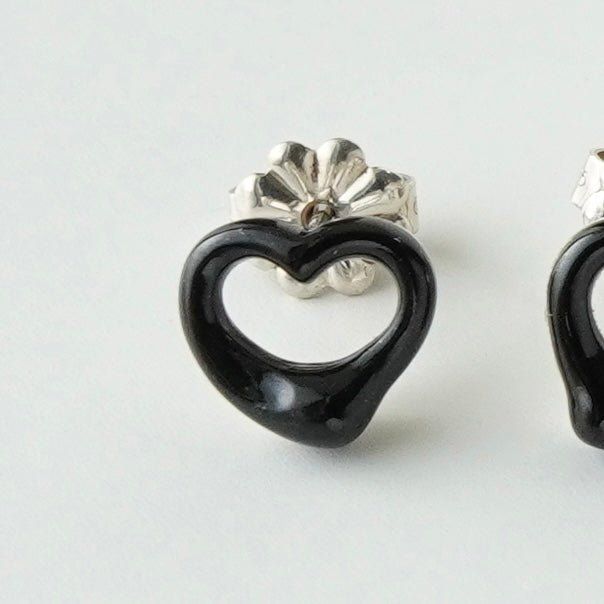 ティファニー オニキス オープンハート シルバー925 ピアス ブラック