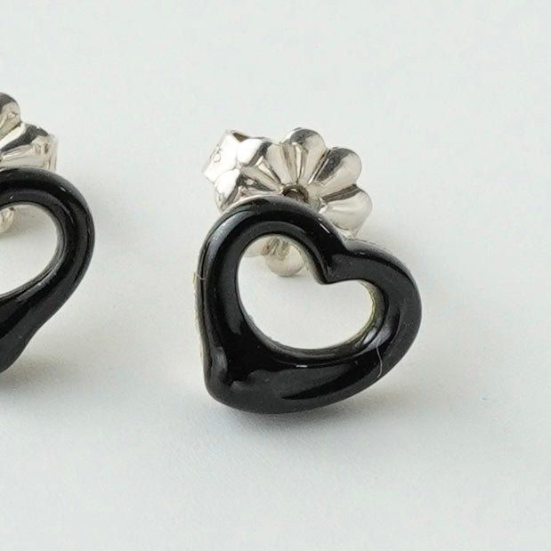 ティファニー オニキス オープンハート シルバー925 ピアス ブラック