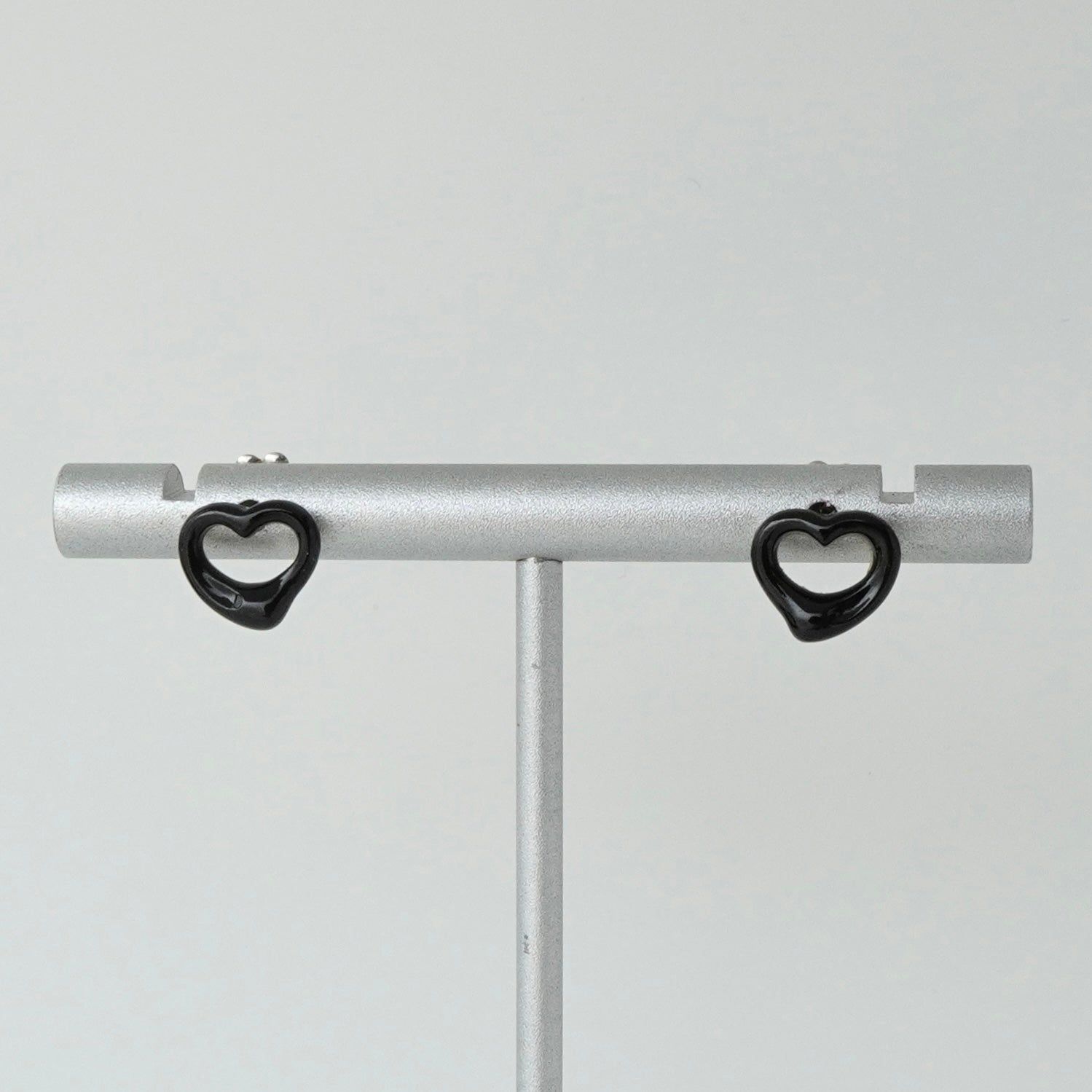 ティファニー オニキス オープンハート シルバー925 ピアス ブラック