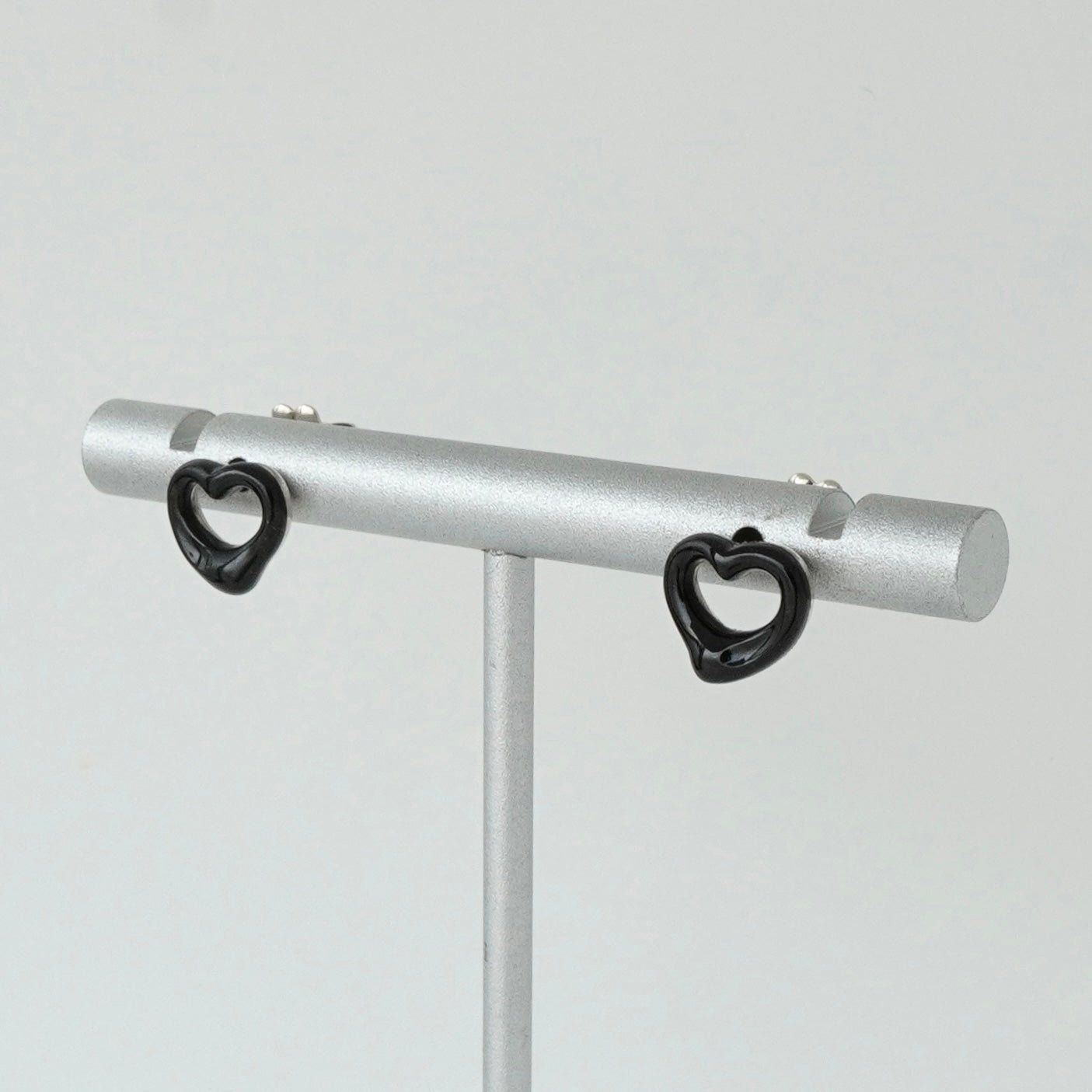 ティファニー オニキス オープンハート シルバー925 ピアス ブラック