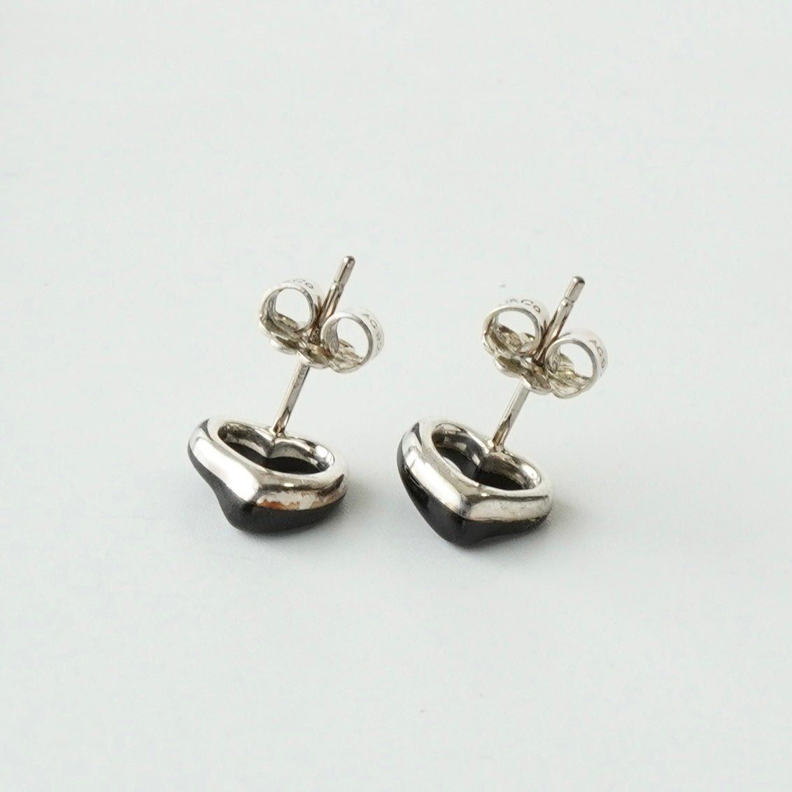 ティファニー オニキス オープンハート シルバー925 ピアス ブラック