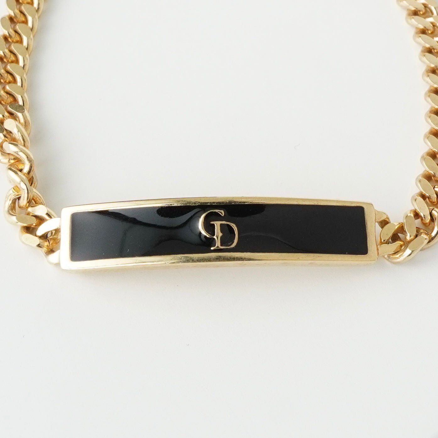 ✨美品✨Dior チェーンブレスレット CDロゴ　ゴールド/ブラック クリスチャン ディオール CDロゴ プレート IDブレスレット チェーン