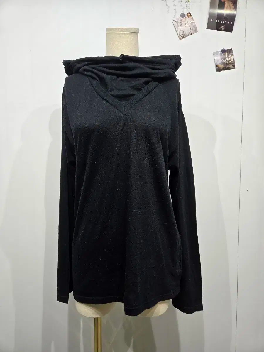 ラバー ブラック Vネック フーディー長袖 Tシャツ YOHJI YAMAMOTO ヨウジヤマモト