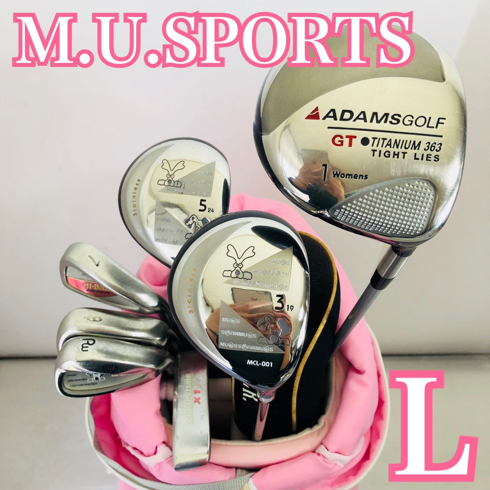 レディース M.U SPORTS エムユースポーツ ミエコウエサコ ADAMS ゴルフ クラブ セット 入門 バッグ付き 右利き パター付 Y-141