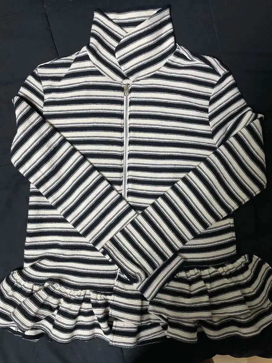  ホークスフォークス ストライプ ジップアップ カーディガン ブラック 長袖 カーディガン ボレロ アンサンブル