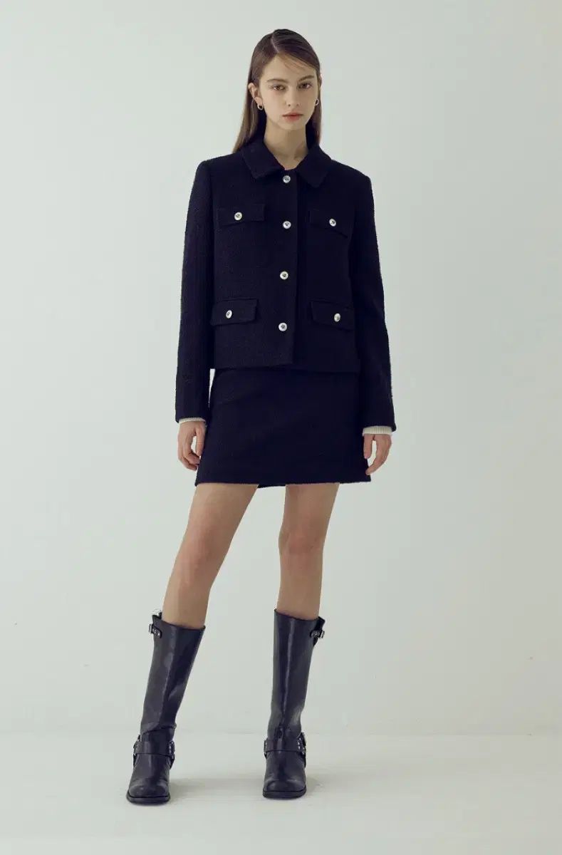 ナイスクラップ ツイード ミニ スカート ブラック 66