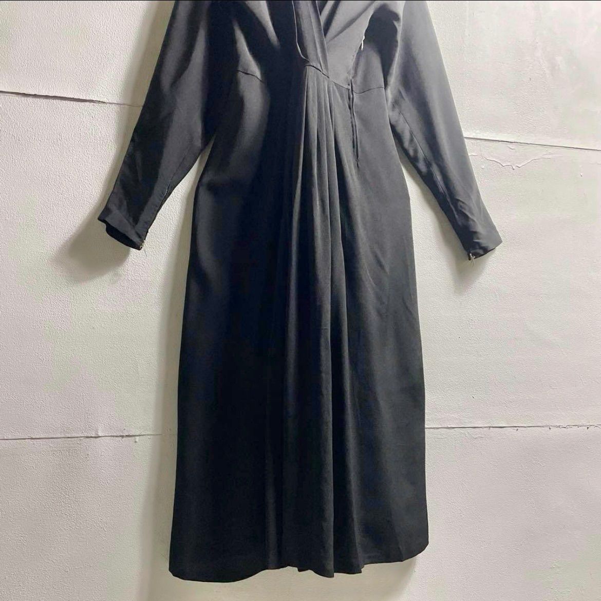  ヨーロッパ ヴィンテージ レーヨン ワンピース 70 s ビンテージ 長袖 七分袖 シャツワンピース