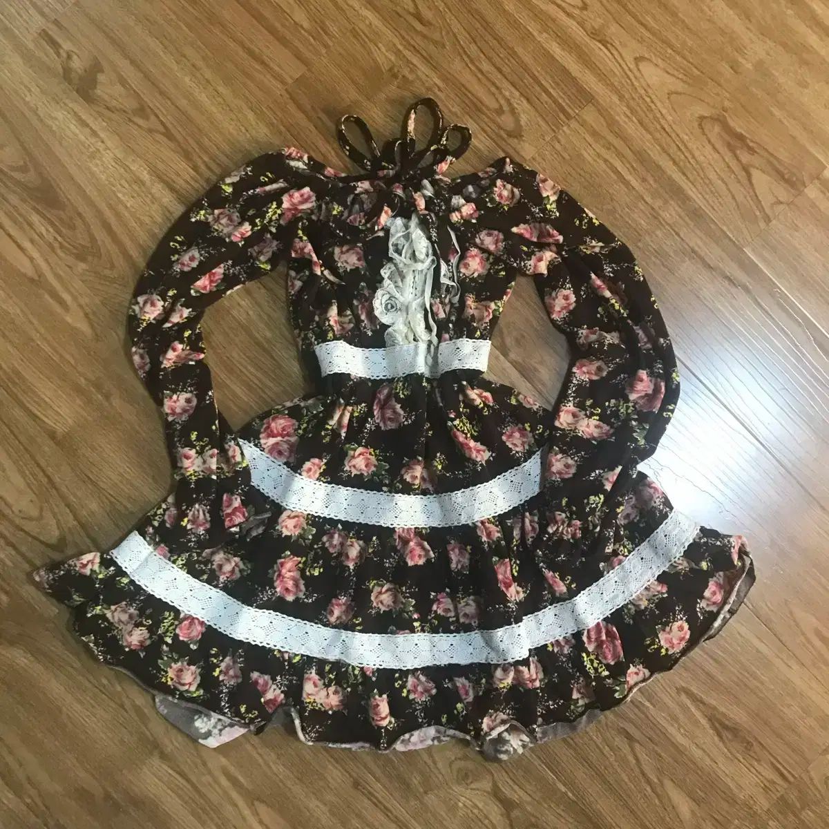 ヴィンテージいちごチョコ ブラウン レース ONE PIECE 姫ギャル ロギャル ラテ リズリサ風 じゃじゃーん