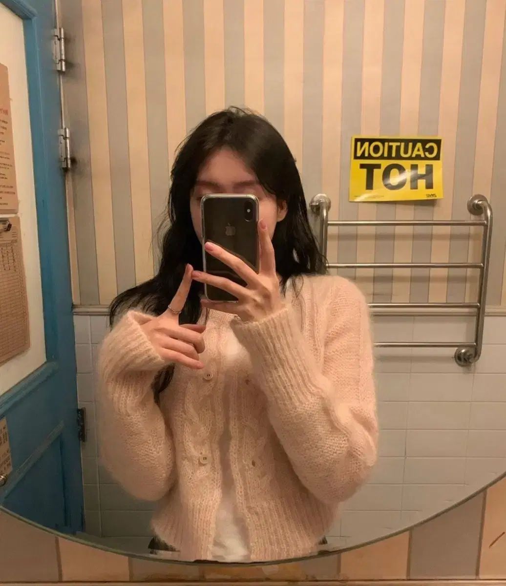 ルプレン ソフト ピンク キッドモヘア カーディガン