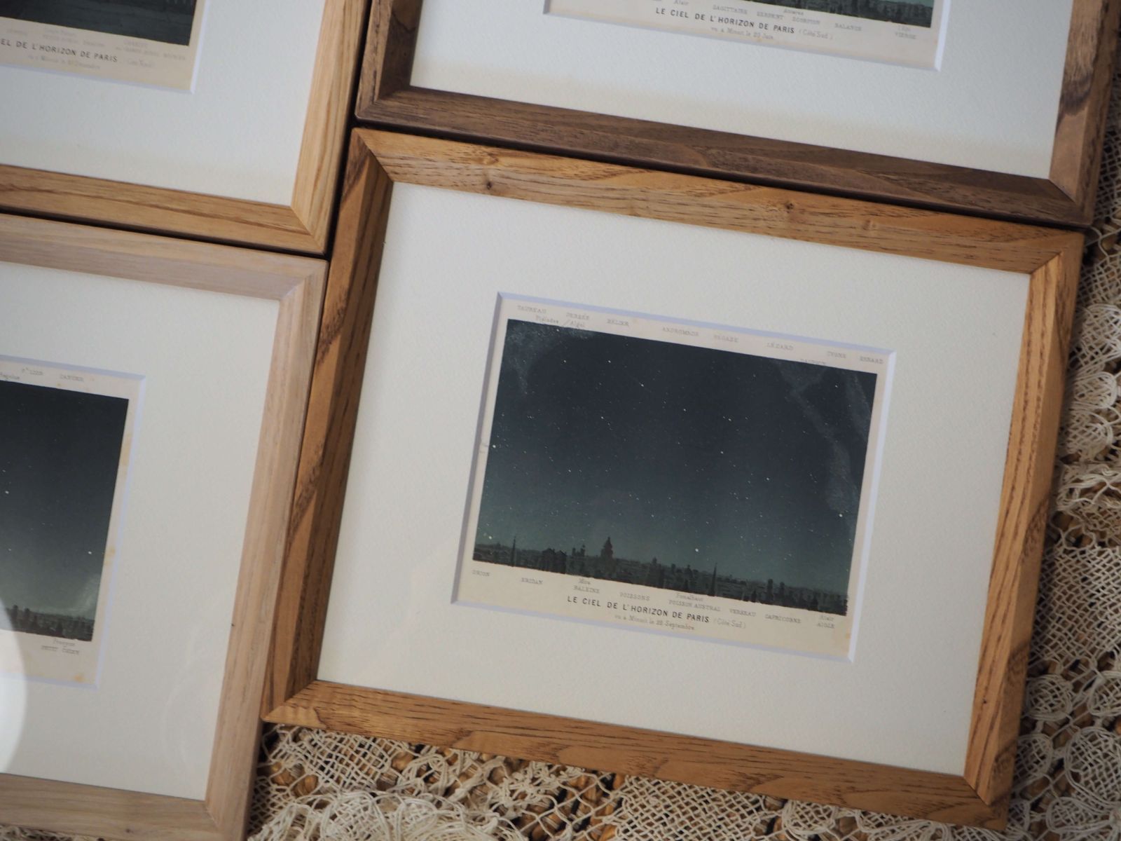額装アート LE CIEL DE L HORIZON PARIS パリの地平線の空 図版 図譜 天文書 夜空 星空 星座 アンティーク 挿絵 アートフレーム fla 17_lec