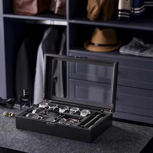 ProCase 腕時計ケース 2段式 ケース 5本 PU製 ウオッチボックス 内部調節可 ウオッチボックス 男女兼用 収納ボックス 収納 ディスプレイ 小物整理 誕生日 記念日プレゼント ブラック 000a547f WWW_OPDRERGINERDOGAN_COM