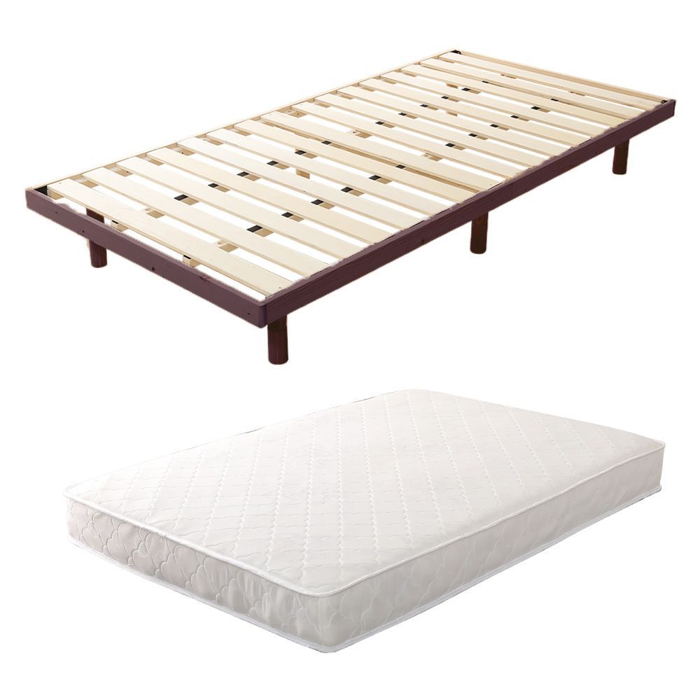 3段階高さ調節 脚付きすのこベッド シングル Lilitta-リリッタ- ポケットコイルロールマットレス付き LPS-HRM-S-BR ブラウン