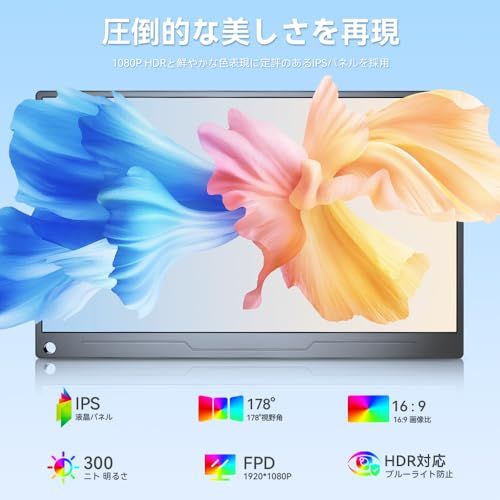 モバイルモニター 15.6インチ EVICIV 1920 1080 卓上スタンド付き ゲーミング用 ポータブルディスプレイ IPS液晶パネル 薄型 軽量 ペンホールスタンド VESA 保護カバー USB Type-C 標準HDMI PS 4 XBOX Switc