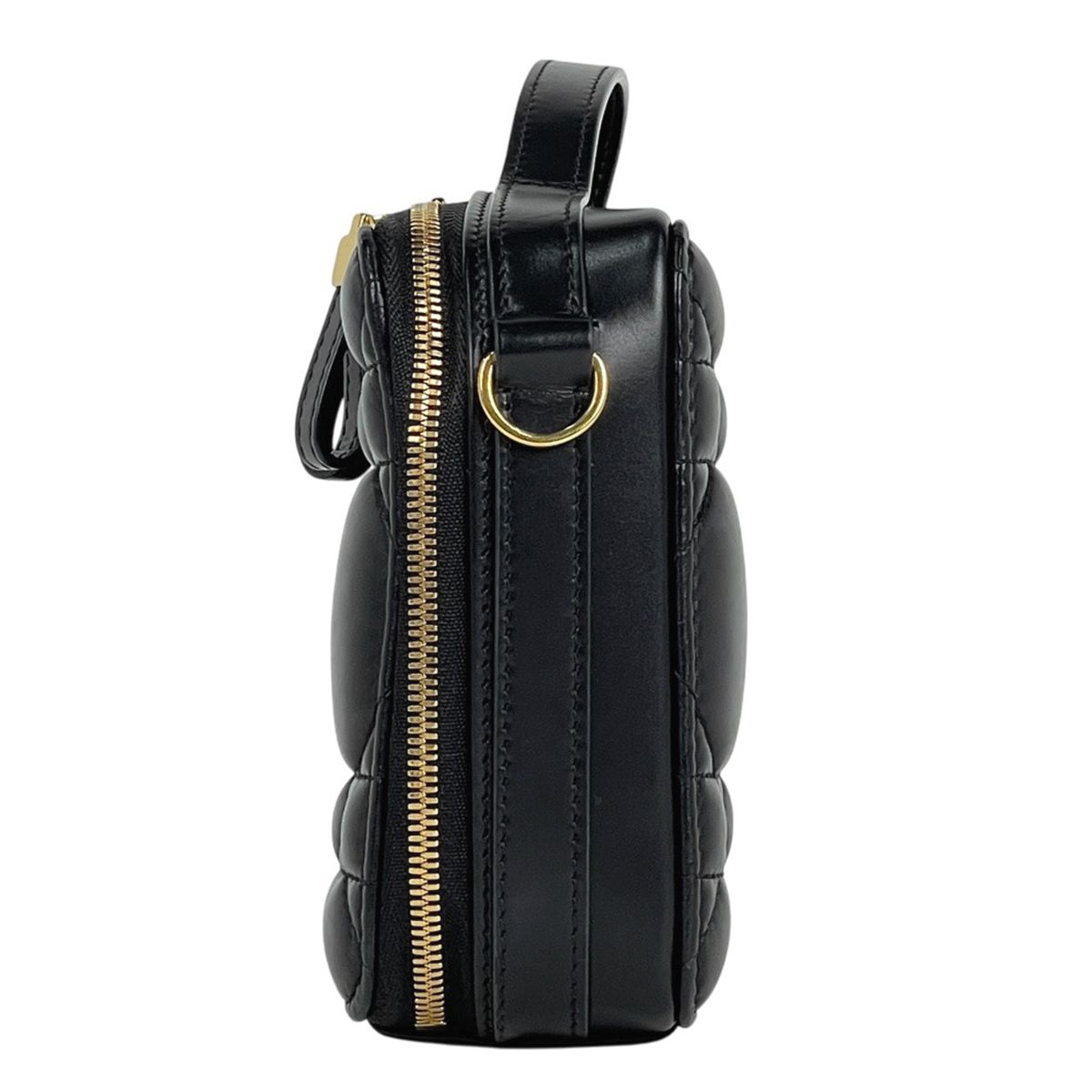 クリスチャンディオール Christian Dior トップハンドル ハンドバッグ カナージュ ポーチ 2WAY ショルダーバッグ ハンドバッグ レザー ブラック レディース