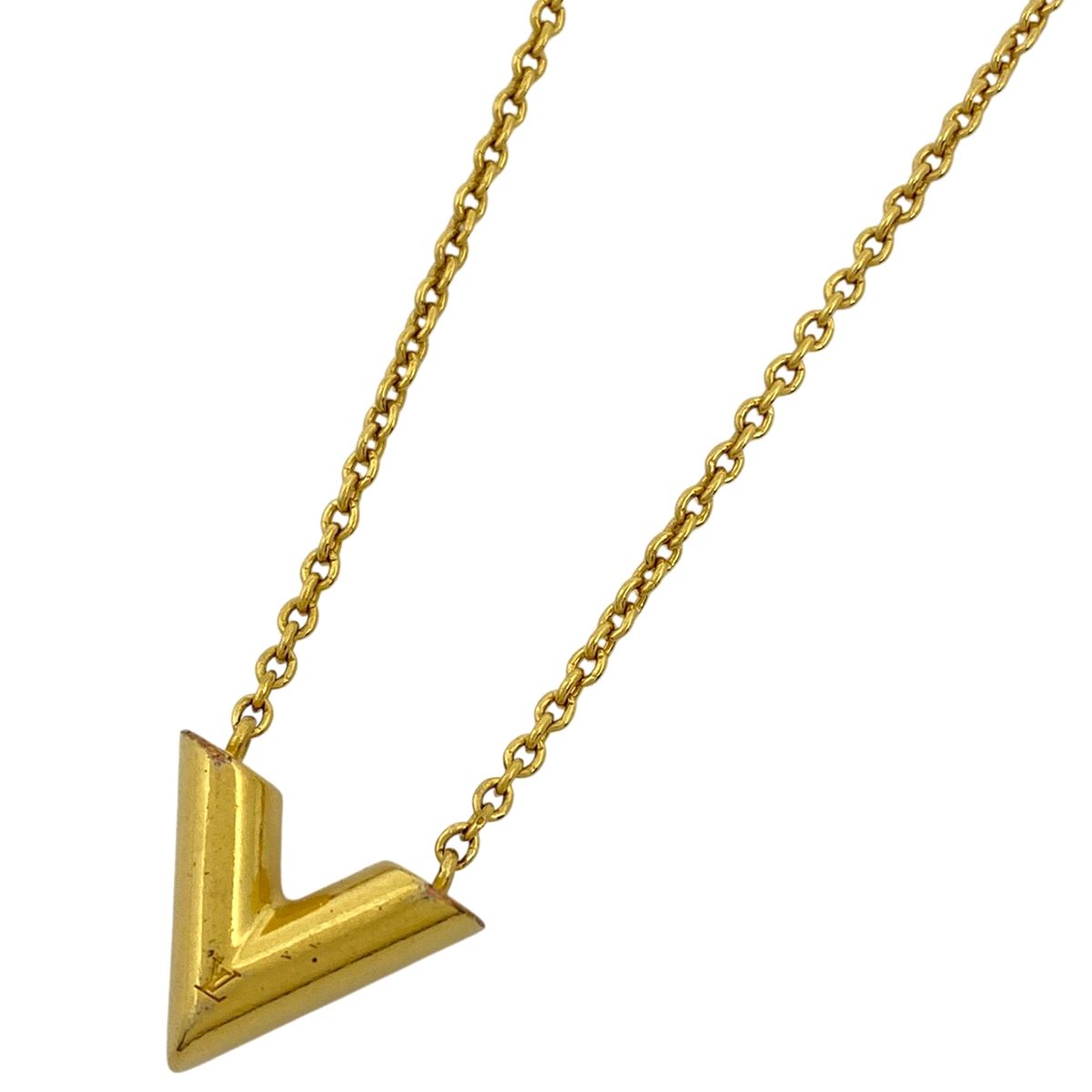 ルイ ヴィトン Louis Vuitton エセンシャル V ネックレス ロゴ ネックレス GP ゴールド レディース