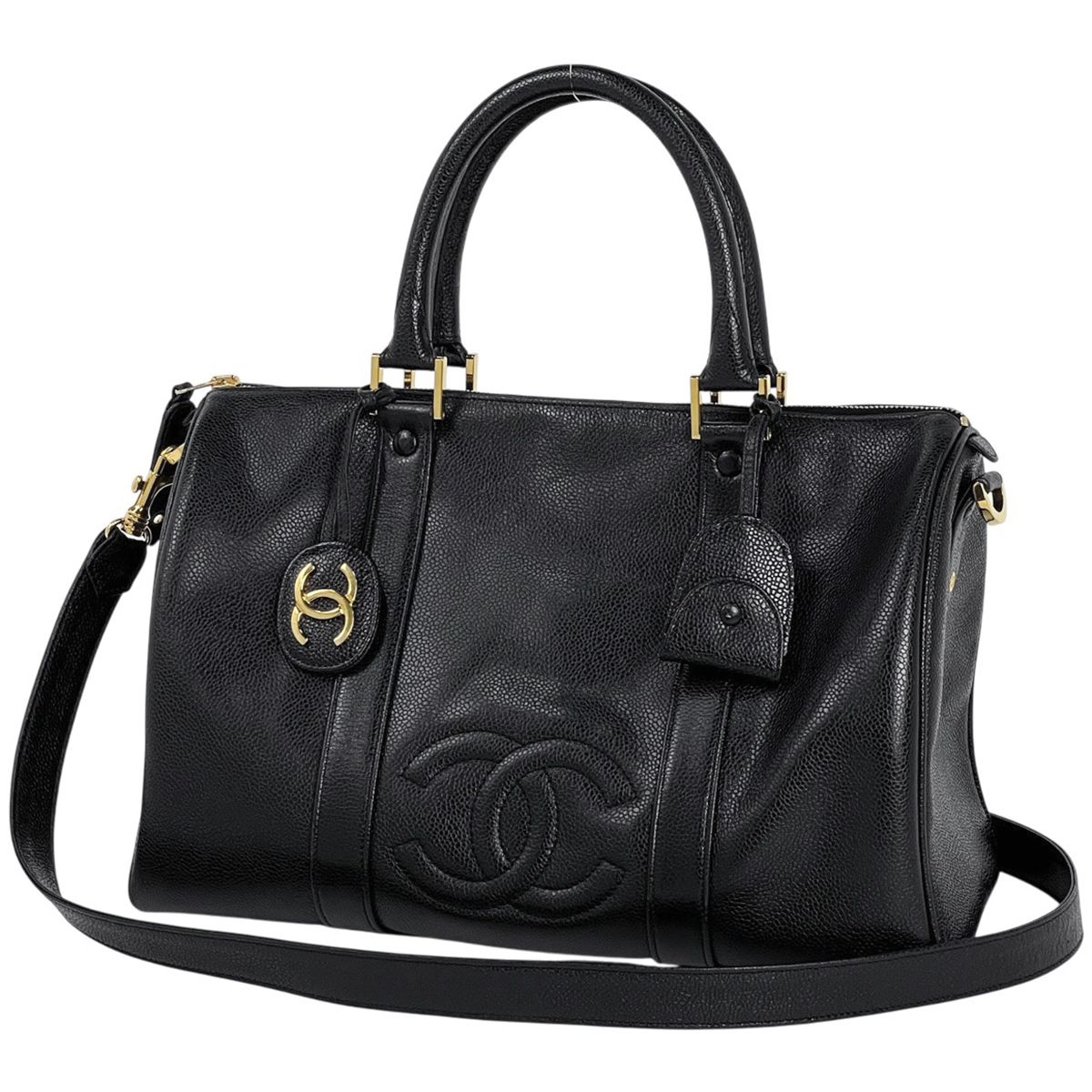 シャネル CHANEL ココマーク ハンドバッグ 2WAY ショルダーバッグ ミニボストン ハンドバッグ キャビアスキン ブラック レディース