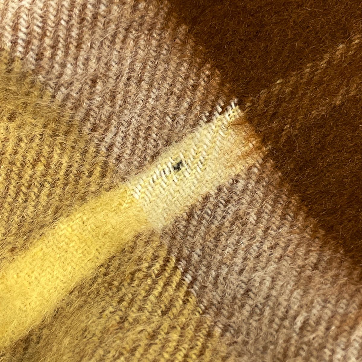  エルメス HERMES チェック柄 ショール フリンジ 大判 カシミヤ ウール ブラウン イエロー レディース ストール ショール 小物