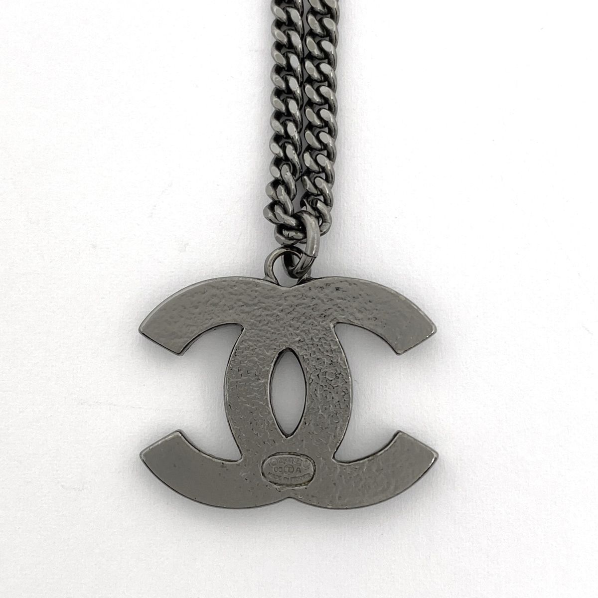 シャネル CHANEL ココマーク チェーン ネックレス ストーン メタル ラインストーン ブラック マルチ レディース