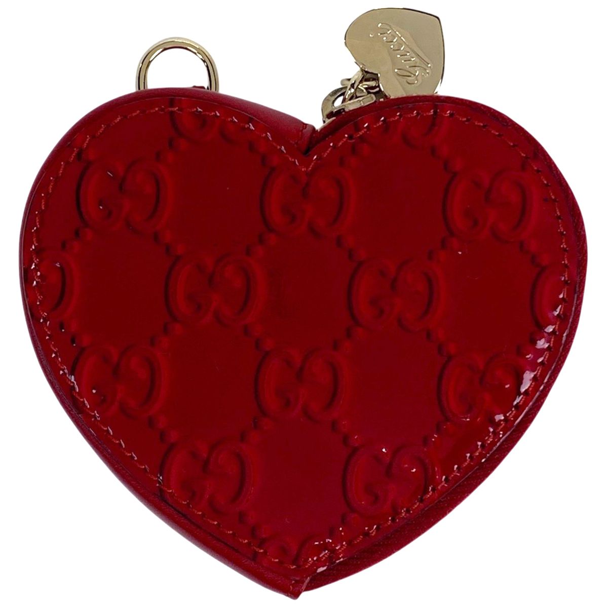 グッチ GUCCI GG柄 コインケース ハート 小銭入れ コインケース パテントレザー レッド 152615 レディース