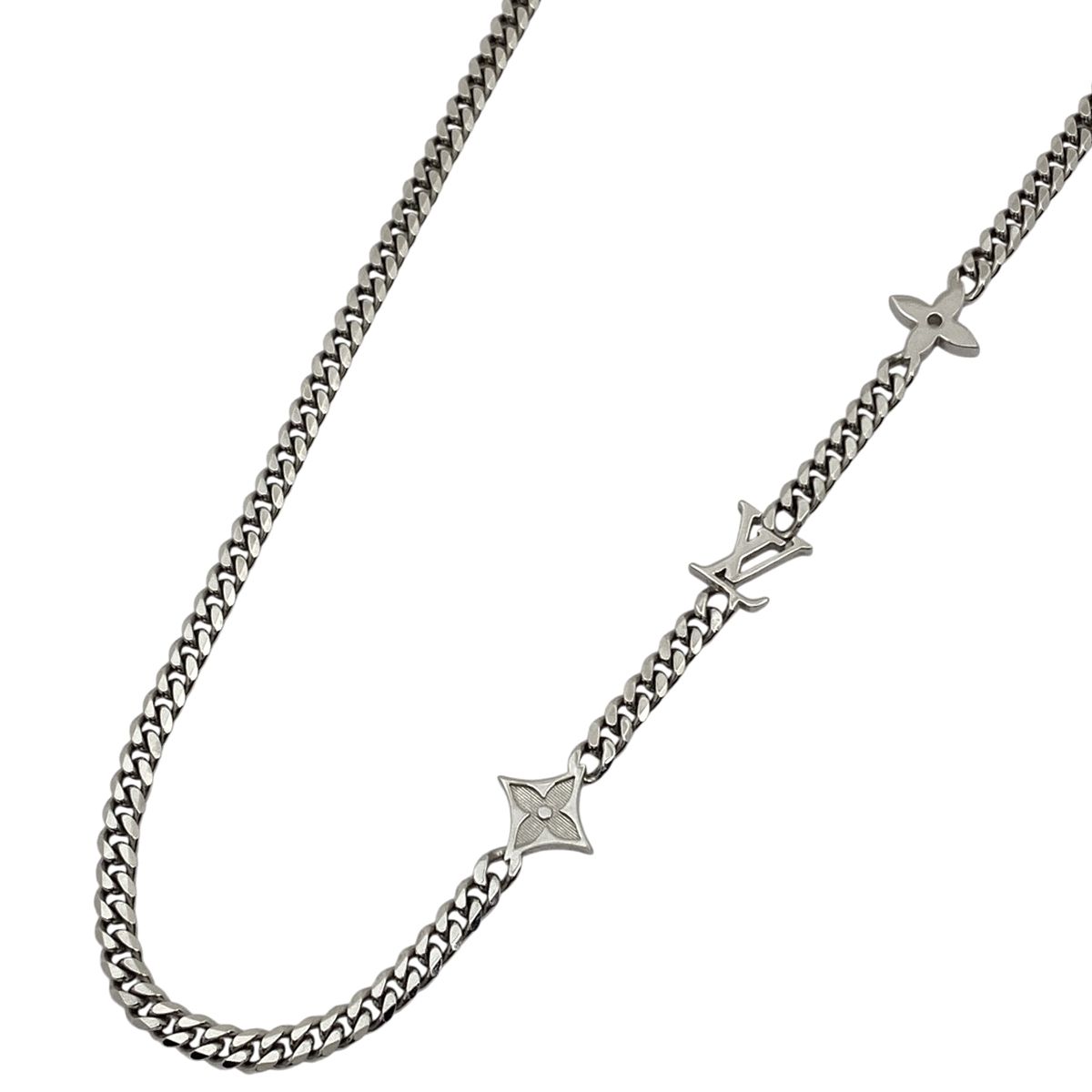 ルイ ヴィトン Louis Vuitton モノグラム ロウ ネックレス ネックレス メタル シルバー レディース