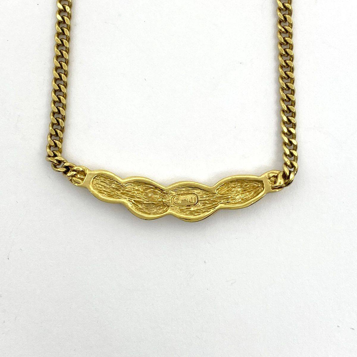 クリスチャンディオール Christian Dior ラインストーン デザイン ネックレス CD GP ゴールド レディース