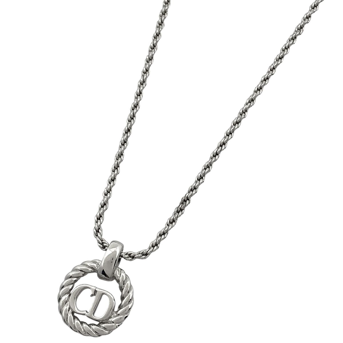 クリスチャンディオール Christian Dior ロゴ ネックレス CD ラウンド ネックレス シルバーメッキ シルバー レディース