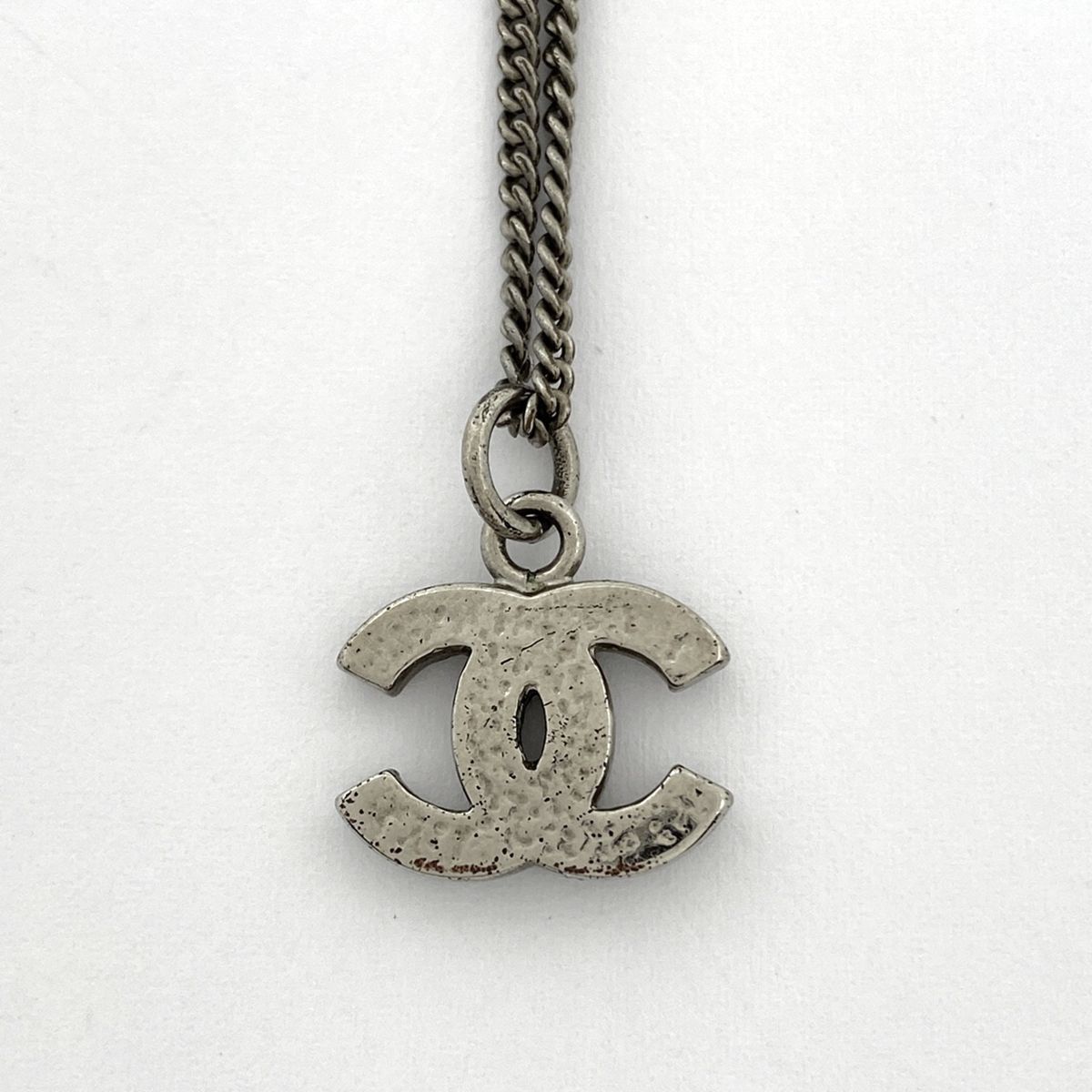 シャネル CHANEL ココマーク ラインストーン ネックレス ペンダント シルバーメッキ シルバー レディース