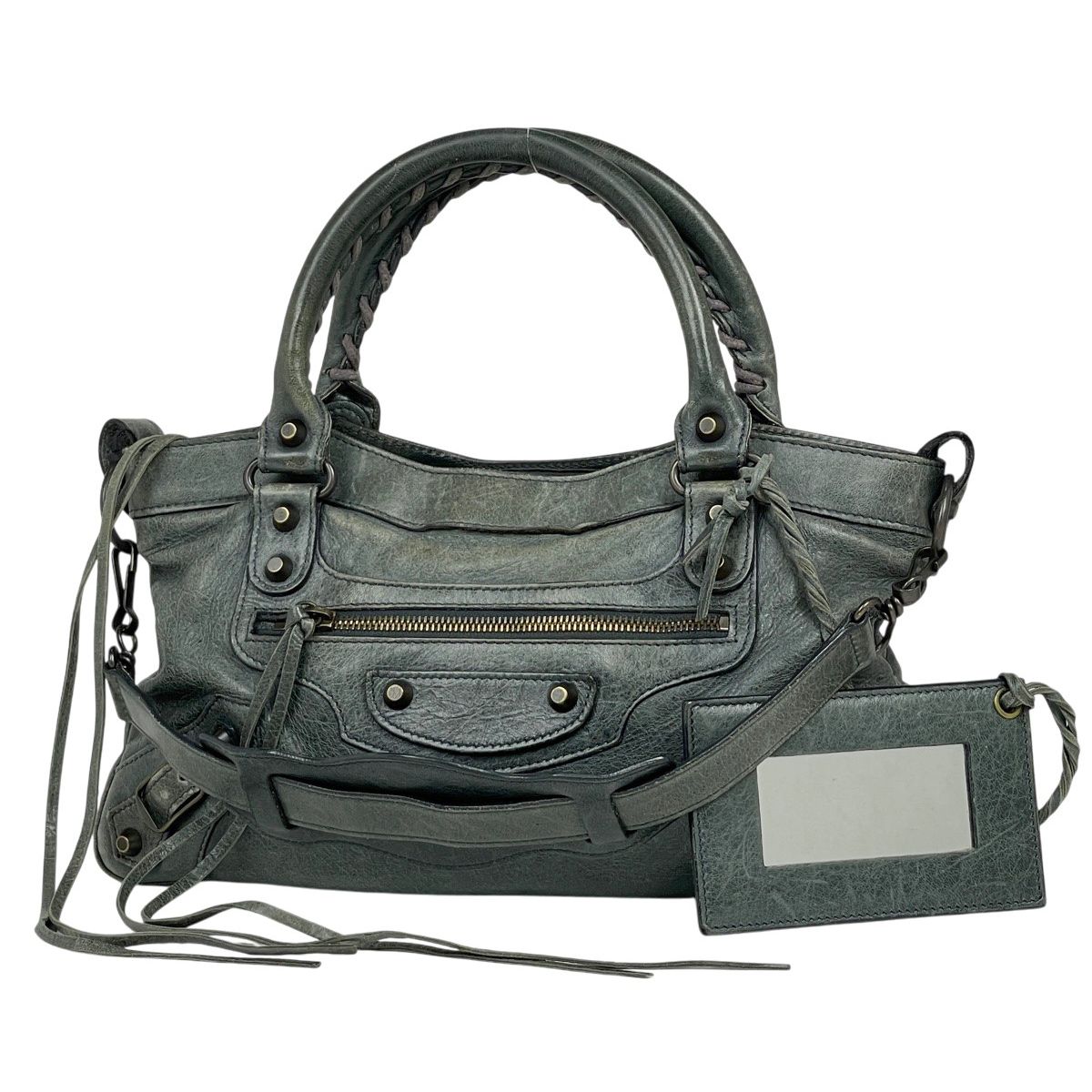 バレンシアガ ザ シティ 2 WAY ショルダーバック カーキ ハンドバッグ レザー グリーンベージュ 213048 レディース