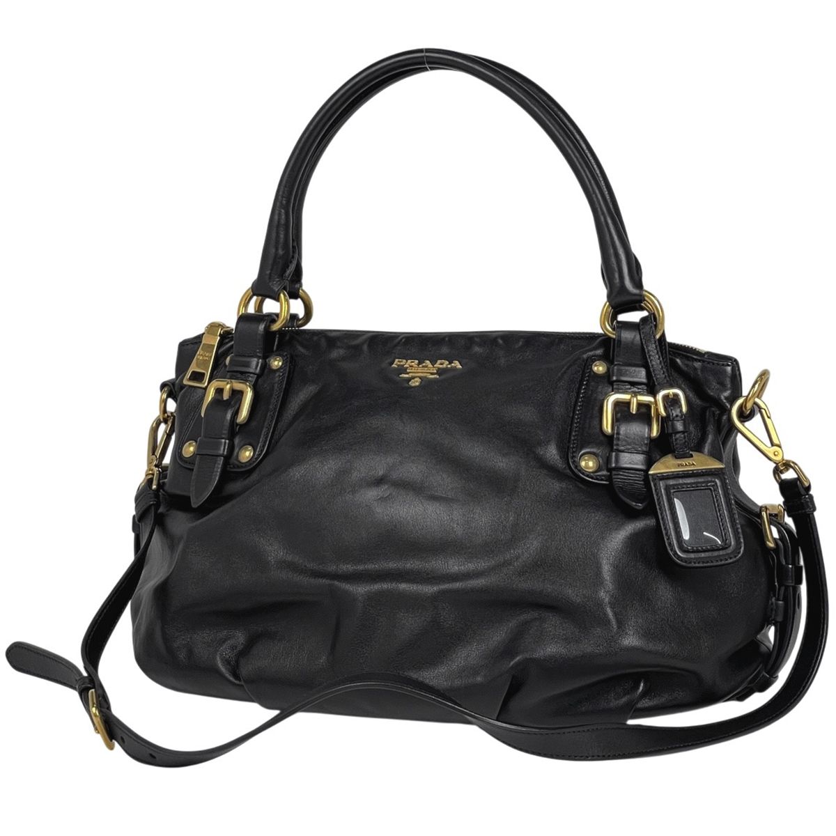 プラダ PRADA ロゴ ハンドバッグ 2WAY ショルダーバッグ ハンドバッグ レザー ネロ ブラック BR4281 レディース