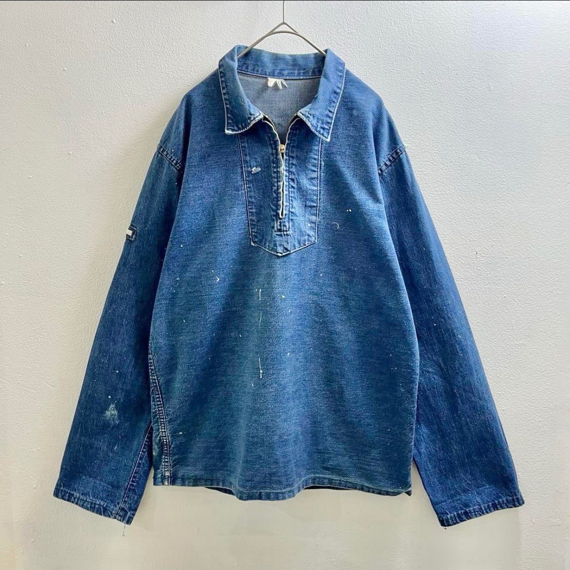 USA 40s デニムシャツ プルオーバー 米軍 ヴィンテージ 50s 濃紺