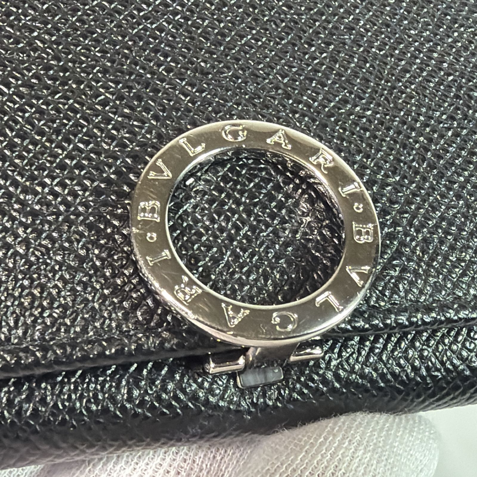 BVLGARI ブルガリ クリップ 二つ折り長財布 30412 ブラック レザー