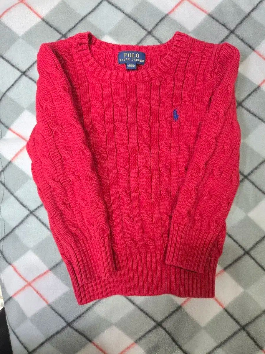 ポロ ラルフローレン レッド ケーブル ニット 2-3 T