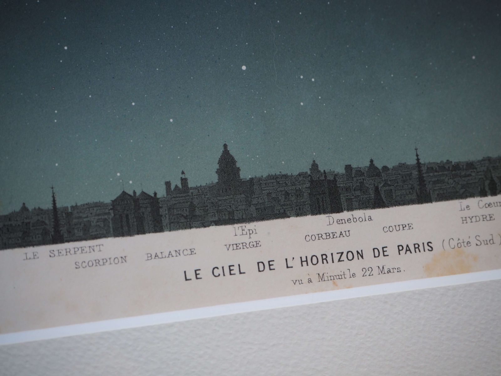 額装アート LE CIEL DE L HORIZON PARIS パリの地平線の空 図版 図譜 天文書 夜空 星座 星空 アンティーク 挿絵 アートフレーム fla 19_lec