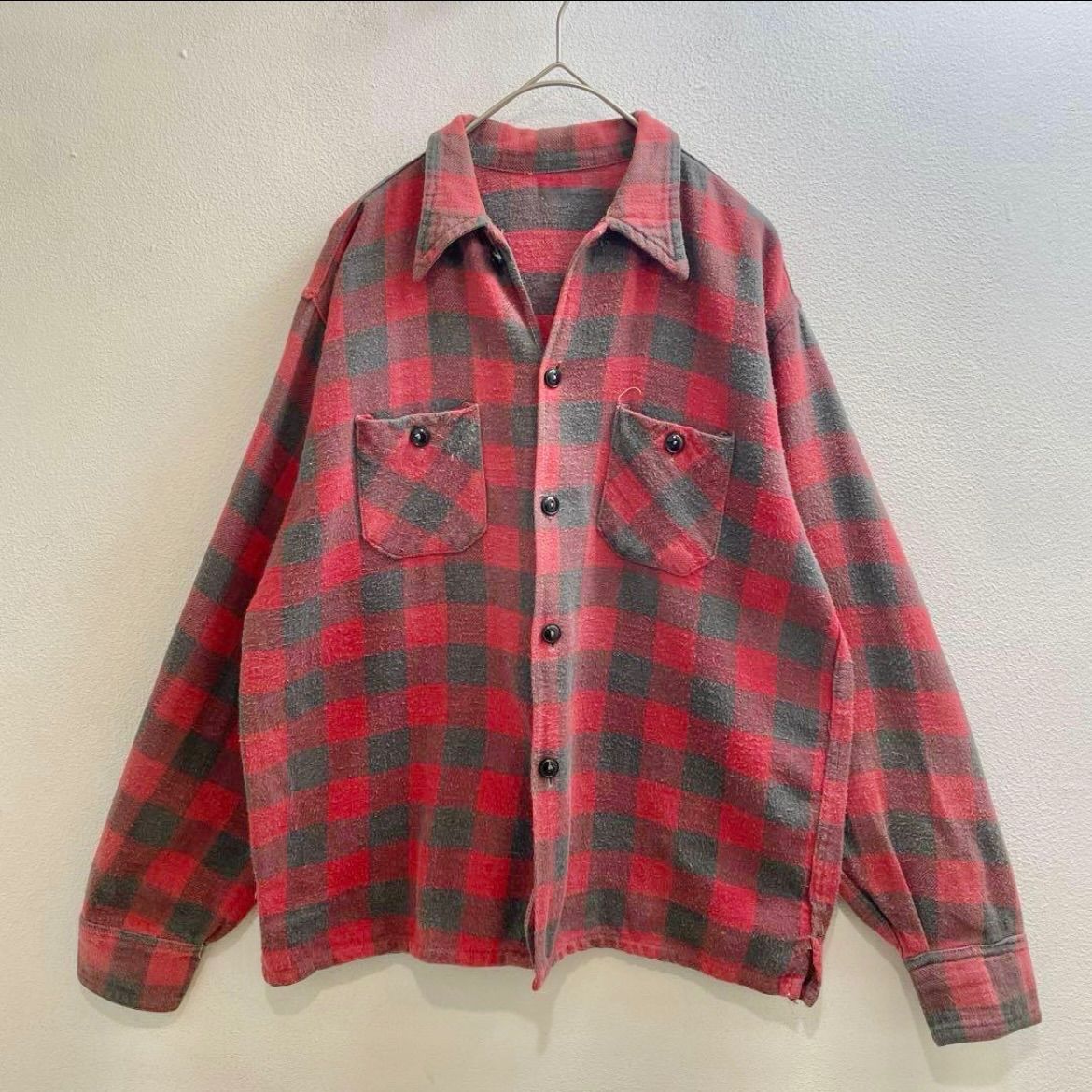 USA ヴィンテージ フランネル シャツ 40s 50s アメリカ 開襟