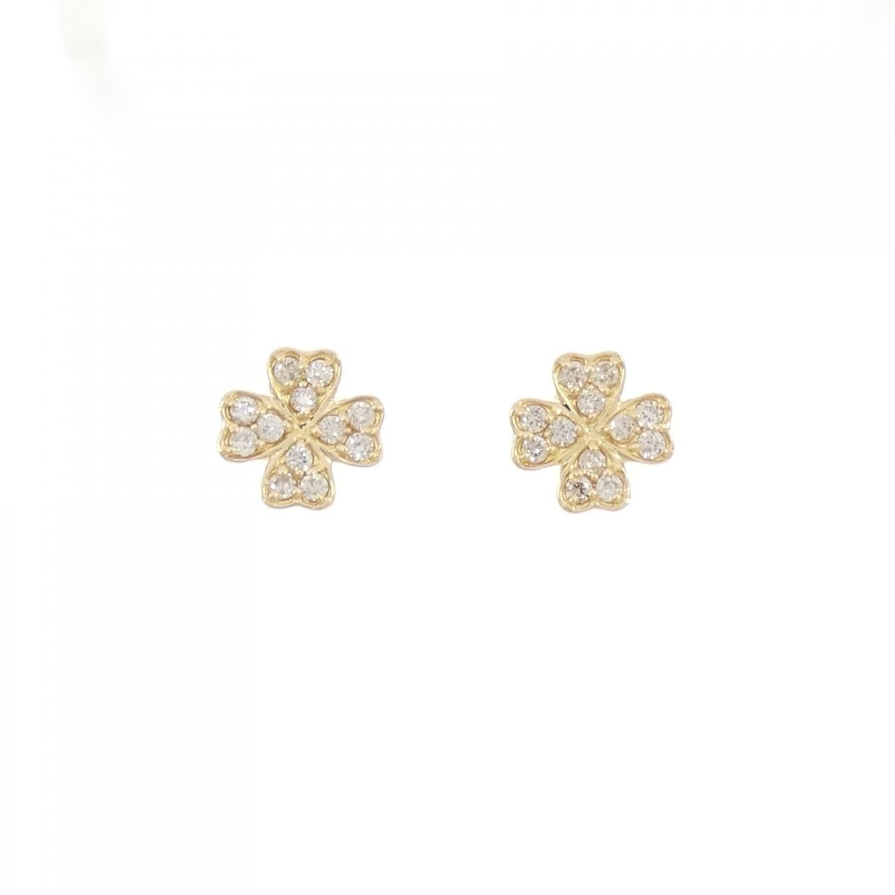 K18YG クローバー ダイヤモンド ピアス 0.30CT
