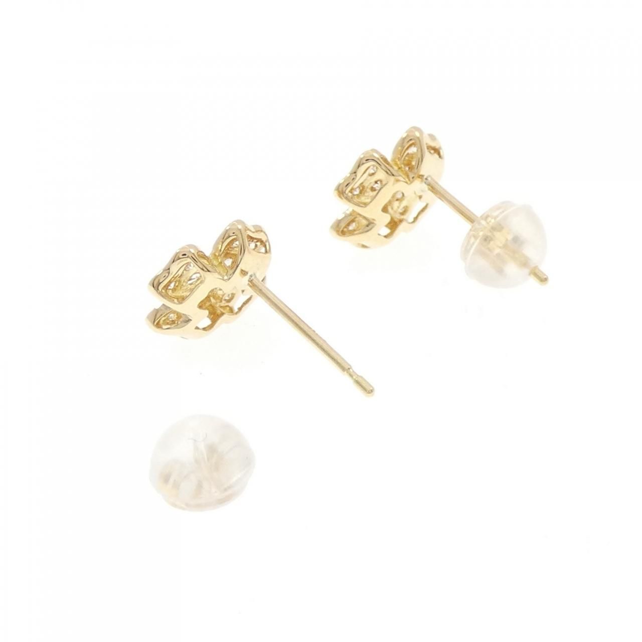  K 18 YG クローバー ダイヤモンド ピアス 0.30 CT イヤリング アクセサリー