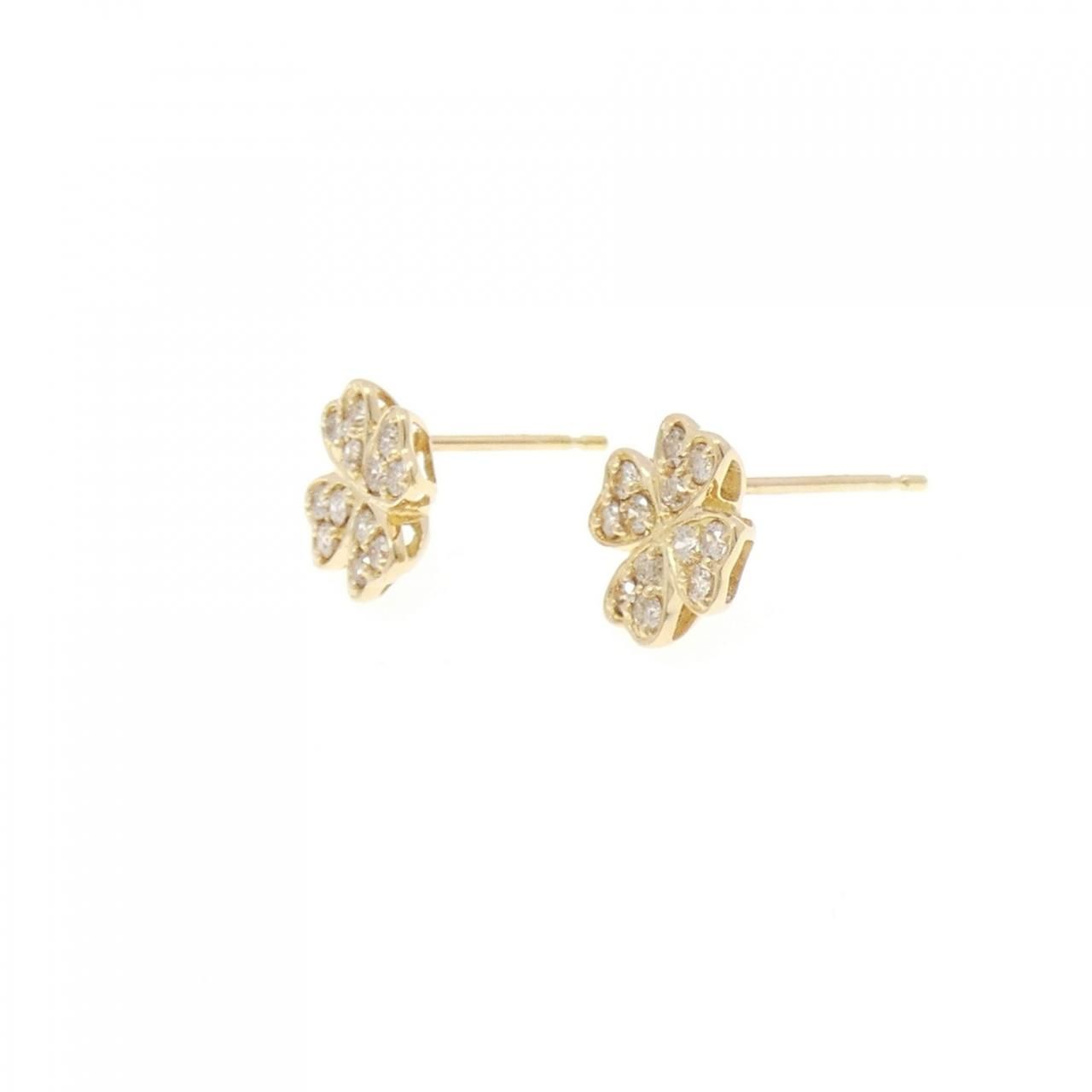 K 18 YG クローバー ダイヤモンド ピアス 0.30 CT