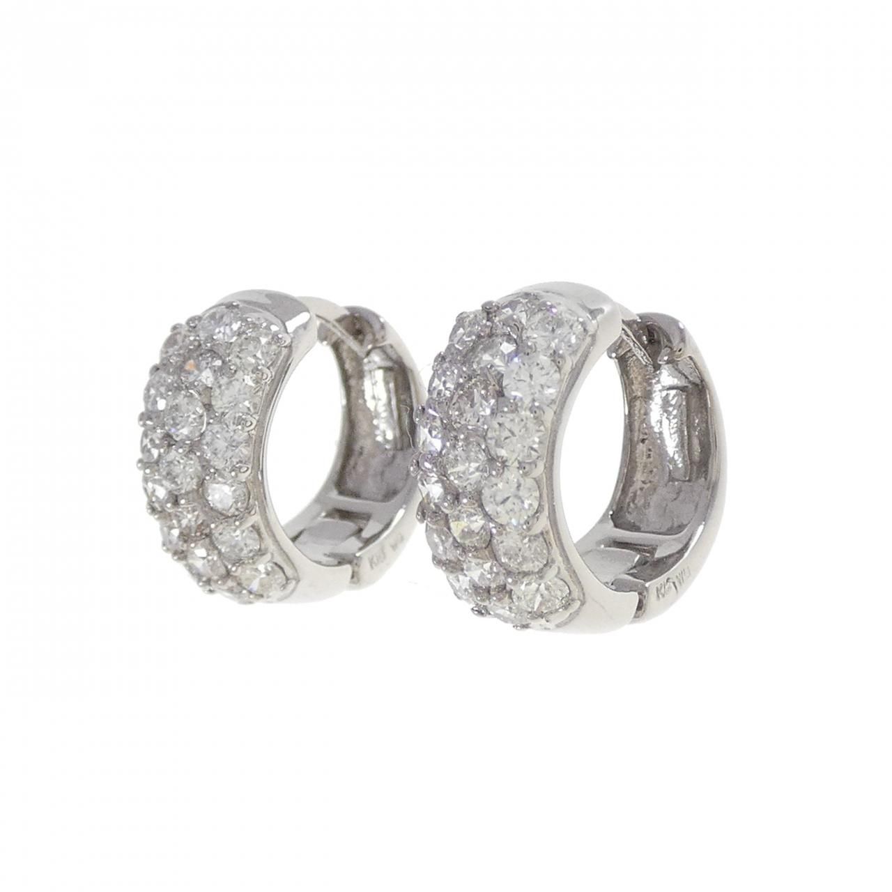 K18WGダイヤモンドピアス 1ct K18WG ダイヤモンド ピアス 1.00CT K18WG