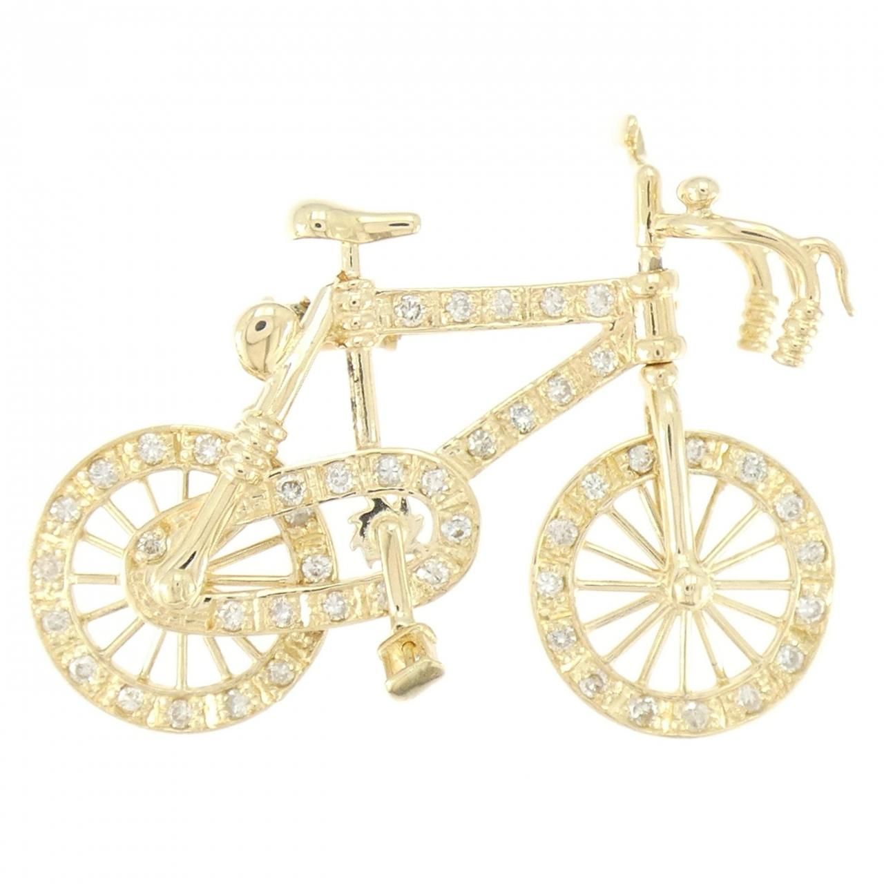 K 18 YG バイシクル ダイヤモンド ブローチ 0.50 CT