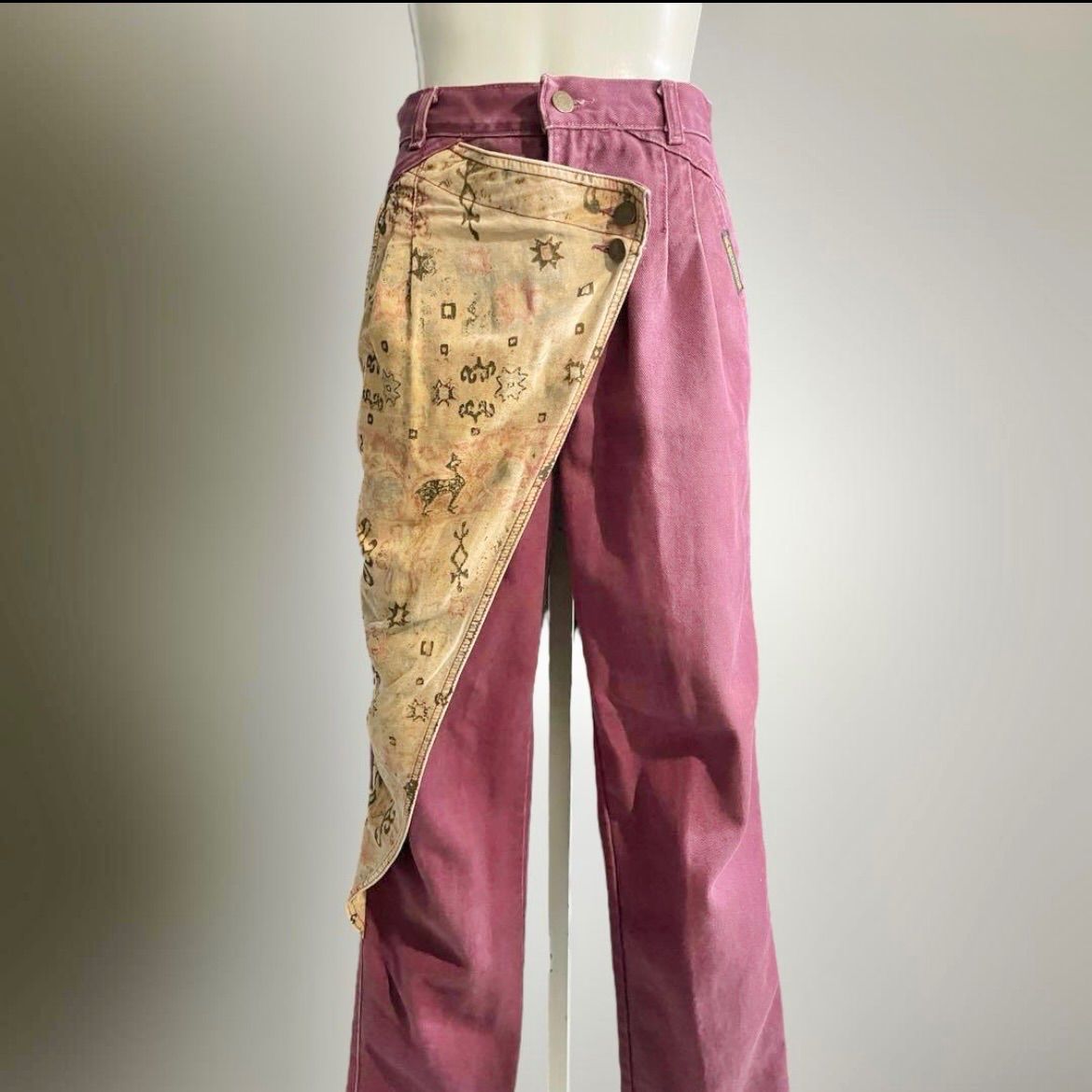 -USA 90 s 変形 デニム パンツ アメリカ ジーンズ ヴィンテージ 色