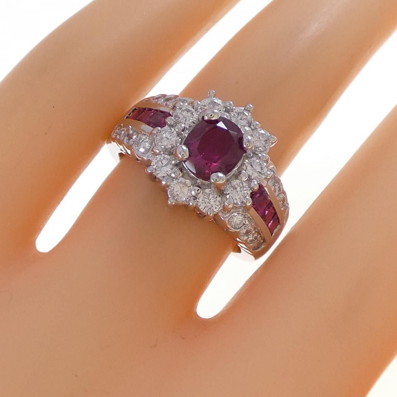  PT 900 ルビー リング 1.62 CT リング 指輪 アクセサリー