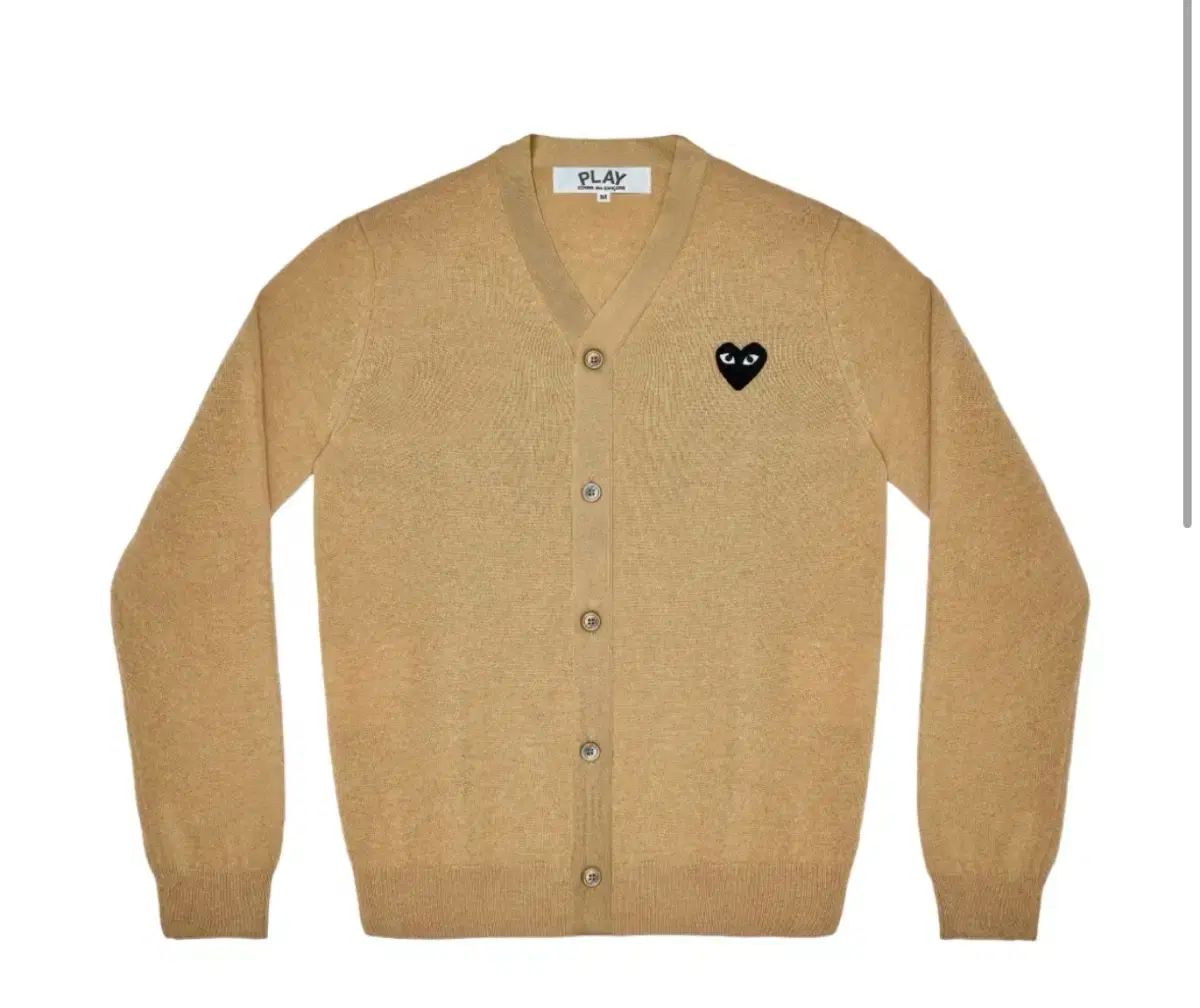 XL コム デ ギャルソン ブラックワッペン ベージュ カーディガン