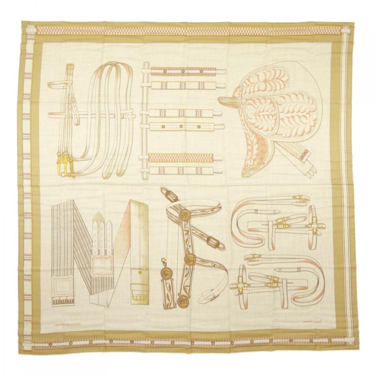 エルメス HERMES LETTRES EQUESTRES H244039S カレジェアン140 ショール