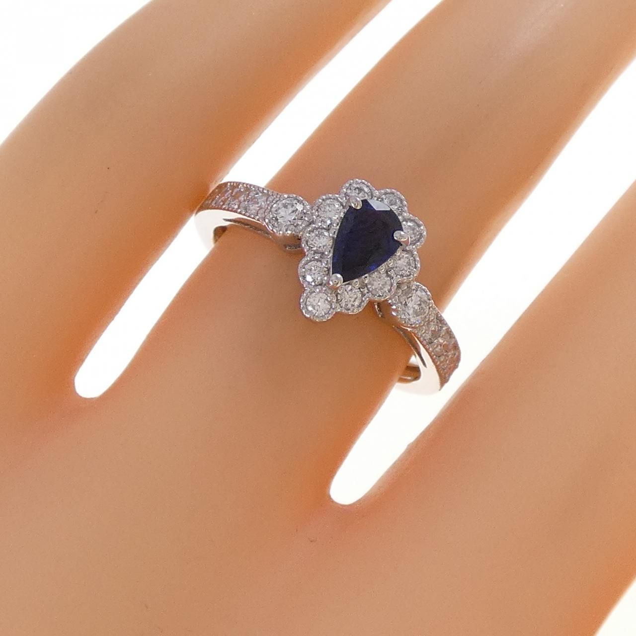  PT 950 サファイヤ リング 0.37 CT リング 指輪 アクセサリー