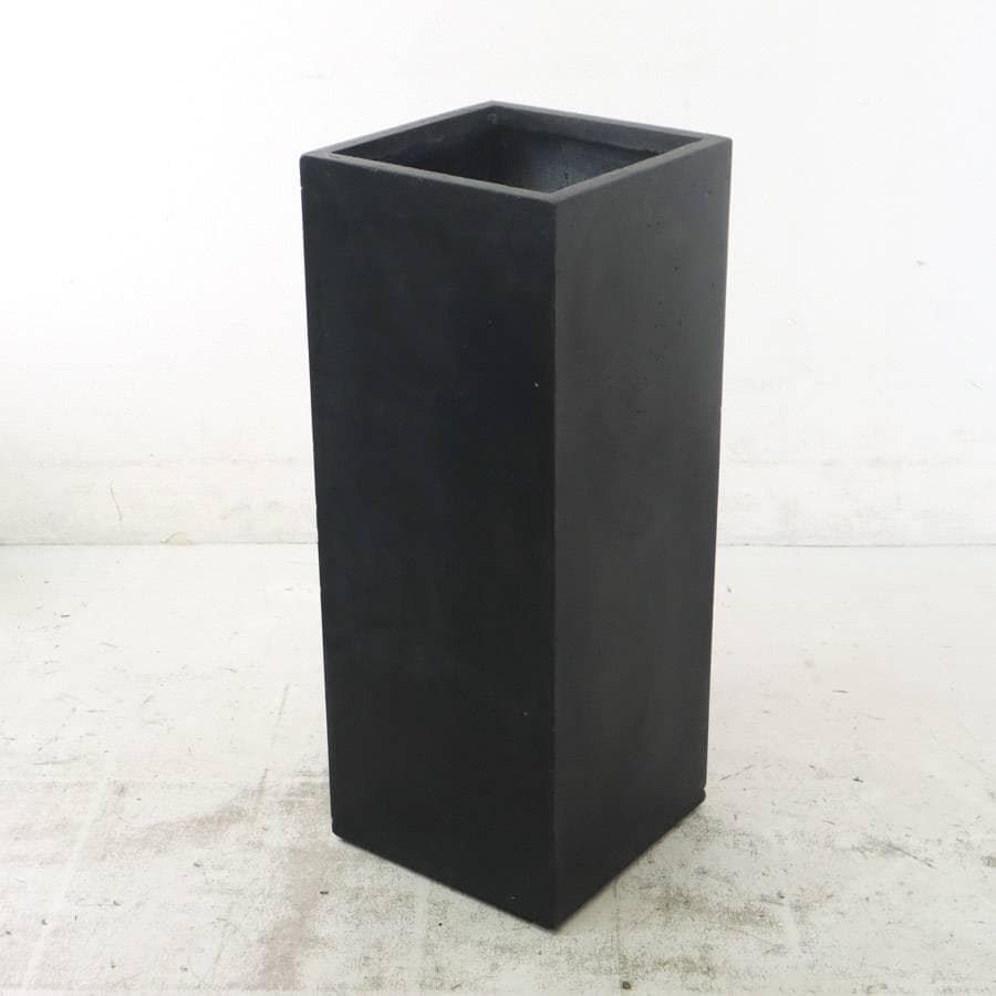 KONTON シグマ 角柱プランター Lサイズ 高さ90 cm コンクリート調 ブラック 植木鉢 大型 軽量 縦長 おしゃれ FM-004 K 09 E 233 h 17