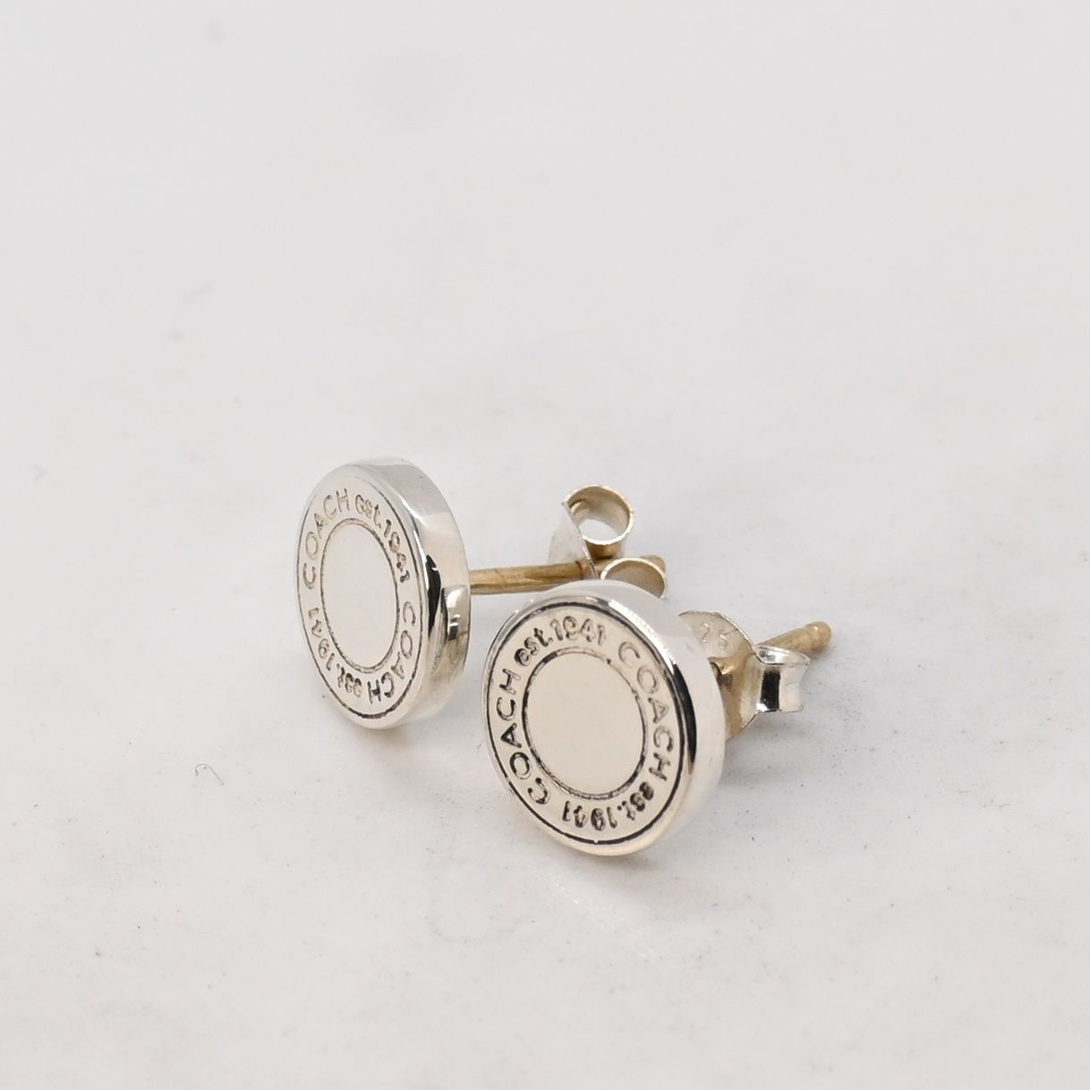 研磨済 COACH シルバー925 14 k ピアス コーチ