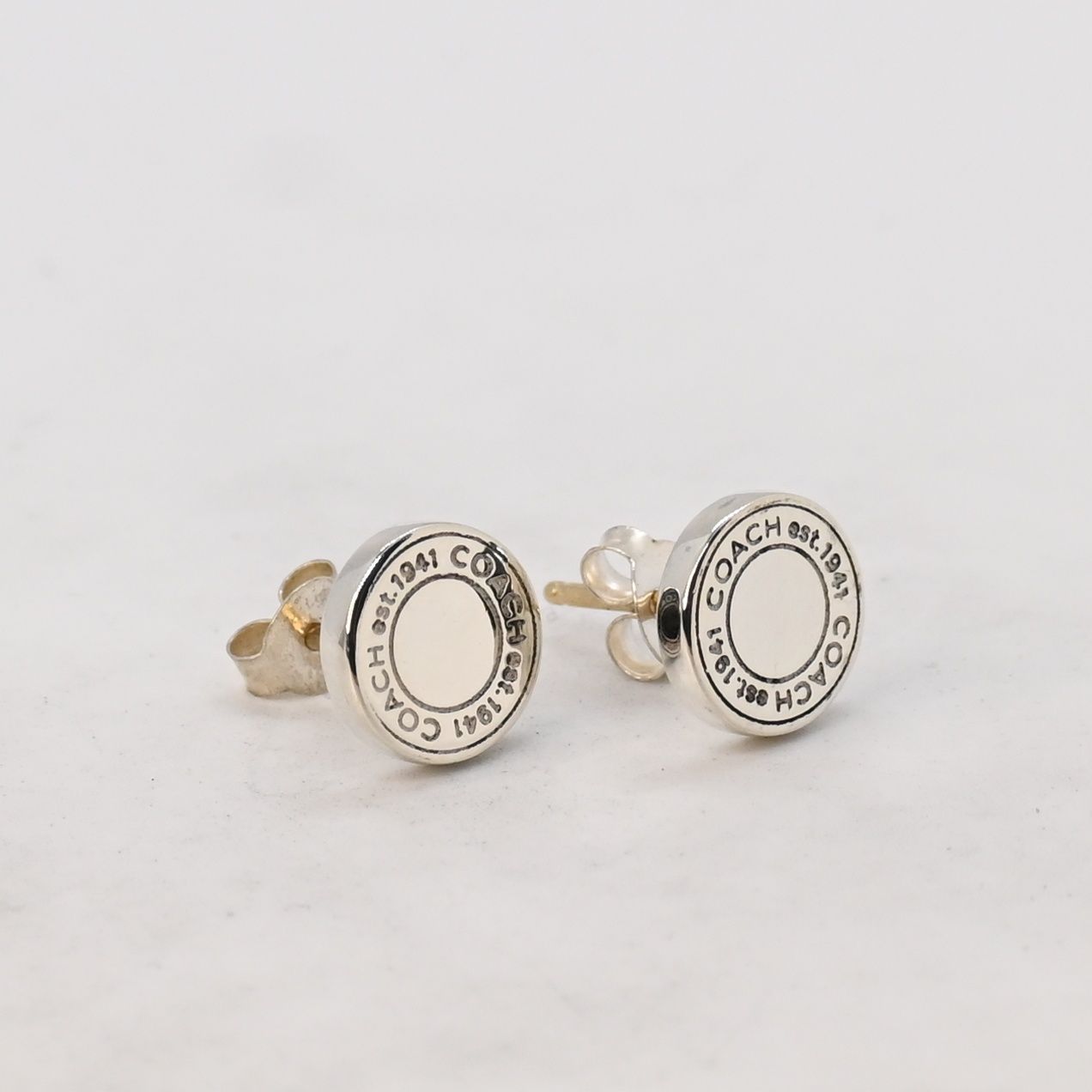 研磨済 COACH シルバー925 14 k ピアス コーチ