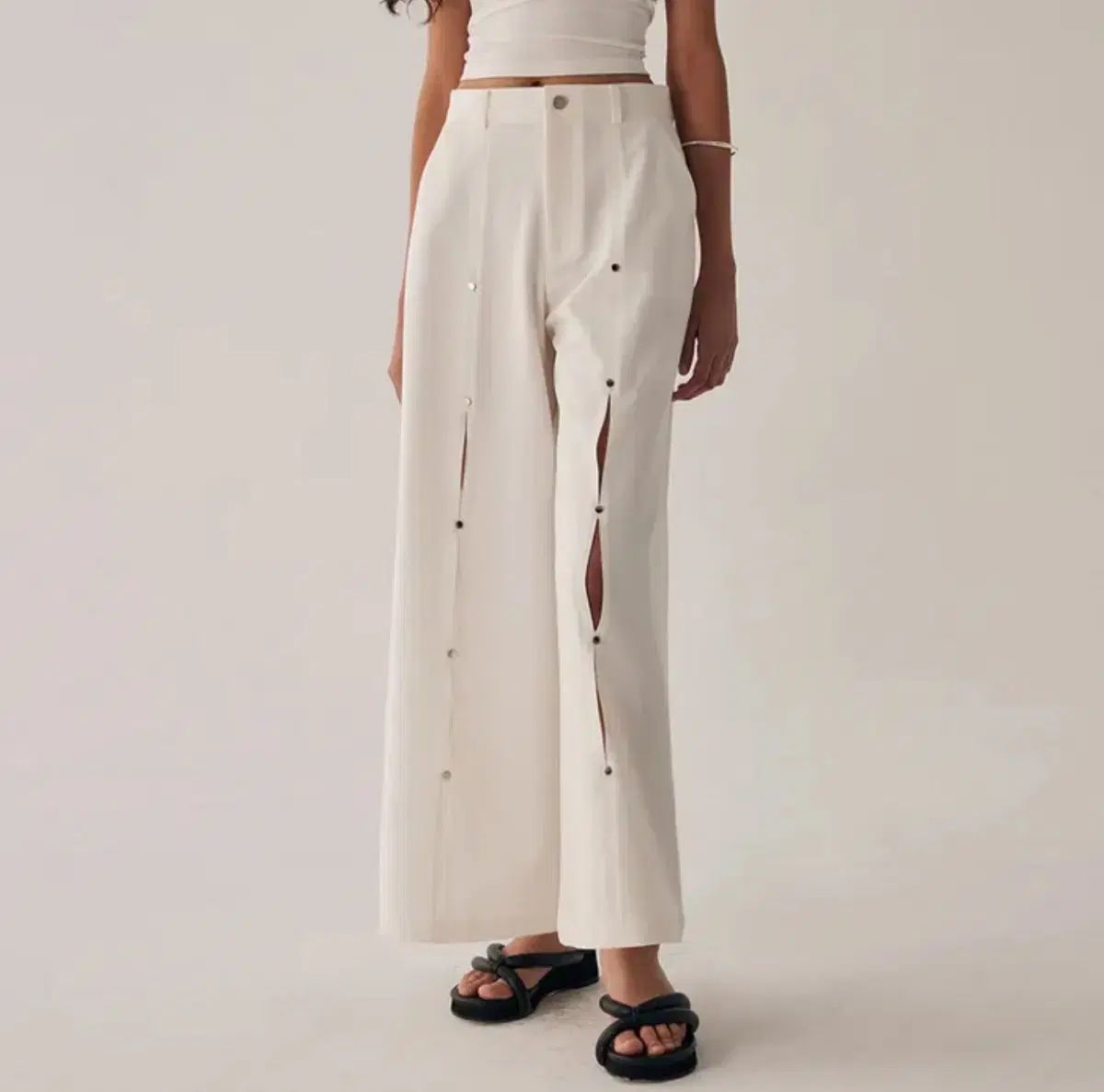 TREEMINGBIRD 白 スリット スラックス m